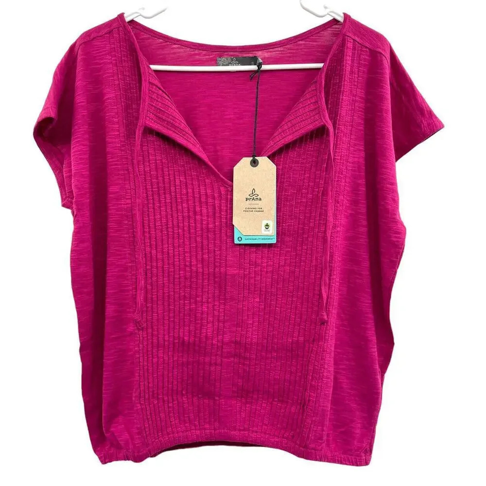 Prana Ocupas Popover Shirt Size Small Orchid Bloom Pink Top New